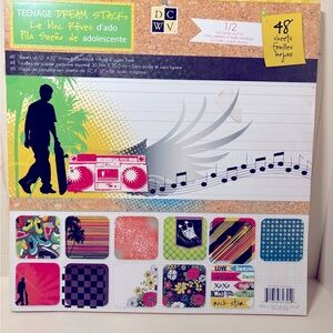 Scrapbook 12 X 12” paper, had 48 pages but I used maybe 5 at the most. Teens